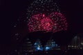 Fireworks at Newcastle Quayside over Sage Gateshead concert hall Royalty Free Stock Photo