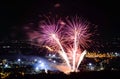 Fireworks on night city background Royalty Free Stock Photo