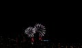 Fireworks on night city background Royalty Free Stock Photo