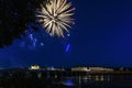 Fireworks on independence day quatorze juillet 14 July, Saumur, France