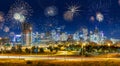 Fireworks During New Years Eve in Denver City, USA Royalty Free Stock Photo