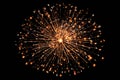 Fireworks in the night sky as an abstract background. Texture, Happy New Year written with Sparkle firework on Black background, Royalty Free Stock Photo