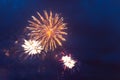 Fireworks in the night sky. Independence Day, 4th of July, Fourth of July or New Year Royalty Free Stock Photo