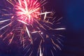 Fireworks in the night sky. Independence Day, 4th of July, Fourth of July or New Year Royalty Free Stock Photo