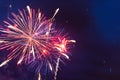 Fireworks in the night sky. Independence Day, 4th of July, Fourth of July or New Year Royalty Free Stock Photo