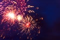 Fireworks in the night sky. Independence Day, 4th of July, Fourth of July or New Year Royalty Free Stock Photo