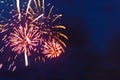 Fireworks in the night sky. Independence Day, 4th of July, Fourth of July or New Year Royalty Free Stock Photo