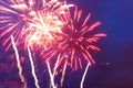 Fireworks in the night sky. Independence Day, 4th of July, Fourth of July or New Year Royalty Free Stock Photo