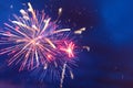 Fireworks in the night sky. Independence Day, 4th of July, Fourth of July or New Year Royalty Free Stock Photo