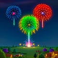 fireworks on night sky of new years eve-generative AI