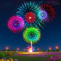 fireworks on night sky of new years eve-generative AI