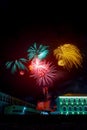 Fireworks in the night sky 4th July New Year Royalty Free Stock Photo