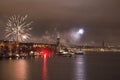 Fireworks at night in Stockholm city, Sweden Royalty Free Stock Photo