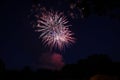 fireworks in the nightsky or late evening blue hour