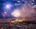 fireworks over Athens Acropolis New Year destination