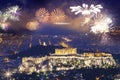 fireworks over Athens, Acropolis and the Parthenon, Attica, Greece - New Year destination Royalty Free Stock Photo