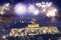 fireworks over Athens, Acropolis and the Parthenon, Attica, Greece - New Year destination Royalty Free Stock Photo