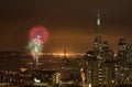 Fireworks over the Bay Bridge, San Francisco Royalty Free Stock Photo