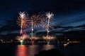 Fireworks over Bosphorus Strait, Istanbul, Turkey Royalty Free Stock Photo