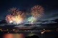 Fireworks over Bosphorus Strait, Istanbul, Turkey Royalty Free Stock Photo