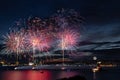 Fireworks over Bosphorus Strait, Istanbul, Turkey Royalty Free Stock Photo