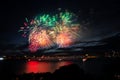 Fireworks over Bosphorus Strait, Istanbul, Turkey Royalty Free Stock Photo