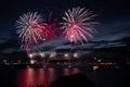 Fireworks over Bosphorus Strait, Istanbul, Turkey Royalty Free Stock Photo