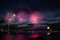 Fireworks over Bosphorus Strait, Istanbul, Turkey Royalty Free Stock Photo