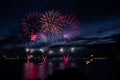 Fireworks over Bosphorus Strait, Istanbul, Turkey Royalty Free Stock Photo