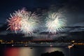 Fireworks over Bosphorus Strait, Istanbul, Turkey Royalty Free Stock Photo