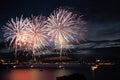 Fireworks over Bosphorus Strait, Istanbul, Turkey Royalty Free Stock Photo