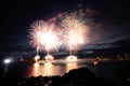 Fireworks over Bosphorus Strait, Istanbul, Turkey Royalty Free Stock Photo