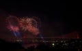 Fireworks over bridge in Istanbul, Turkey Royalty Free Stock Photo