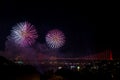 Fireworks over bridge in Istanbul, Turkey Royalty Free Stock Photo