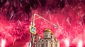 Fireworks over the Christ the Savior Cathedral , Moscow, Russia Royalty Free Stock Photo