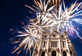 Fireworks over the Christ the Savior Cathedral , Moscow, Russia Royalty Free Stock Photo