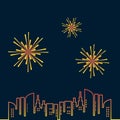 Fireworks over the city. vector illustration