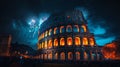 Fireworks over the Colosseum in Rome at night Royalty Free Stock Photo