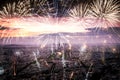 fireworks over the Eiffel tower New Year in Paris Royalty Free Stock Photo