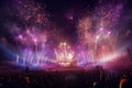 Fireworks over a festival crowd capturing the