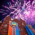 Fireworks over the Historical museum, Red Square, Moscow, Russia Royalty Free Stock Photo