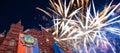 Fireworks over the Historical museum, Red Square, Moscow, Russia Royalty Free Stock Photo