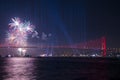 Fireworks show in Istanbul Bosphorus. Turkey. Royalty Free Stock Photo