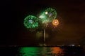 Fireworks over the lake Michigan at night in Chicago Royalty Free Stock Photo