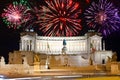 Fireworks over monument of Vittoriano.Italy.RomÃÂµ Royalty Free Stock Photo