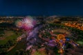 Fireworks over Munich from a high angle. Royalty Free Stock Photo