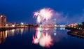Fireworks over night city Royalty Free Stock Photo
