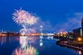 Fireworks over night city Royalty Free Stock Photo