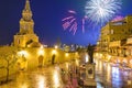 Fireworks over the old city of Cartagena, Colombia Royalty Free Stock Photo