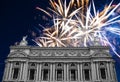 Fireworks over the Opera Garnier (Garnier Palace), Paris, France.